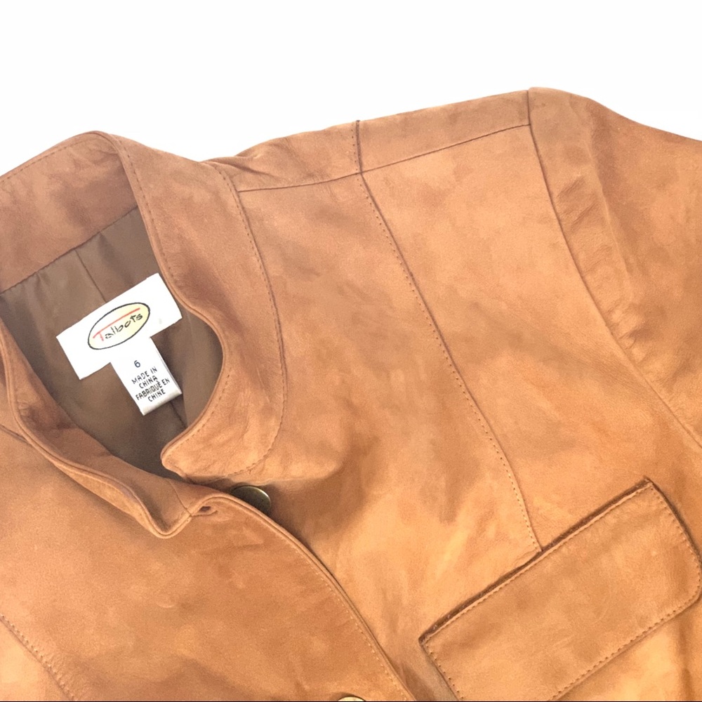 Talbots Suede Leather Jacket Brown Equestrian - image 2